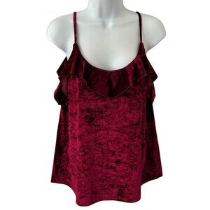 Grayson Thread Crushed Velvet Tiered Babydoll Cami Tank Top Wine Red Whimsigoth